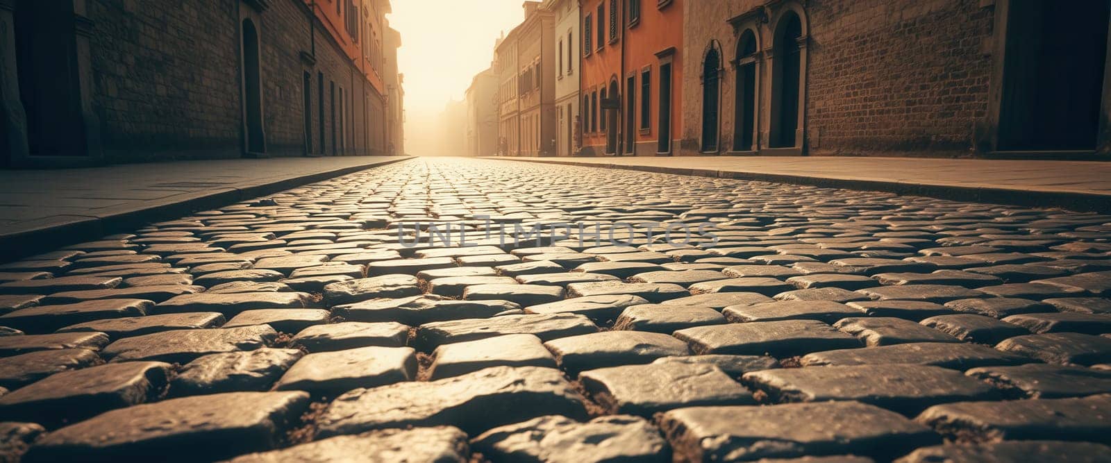 Old cobbled street in the old town, widescreen image