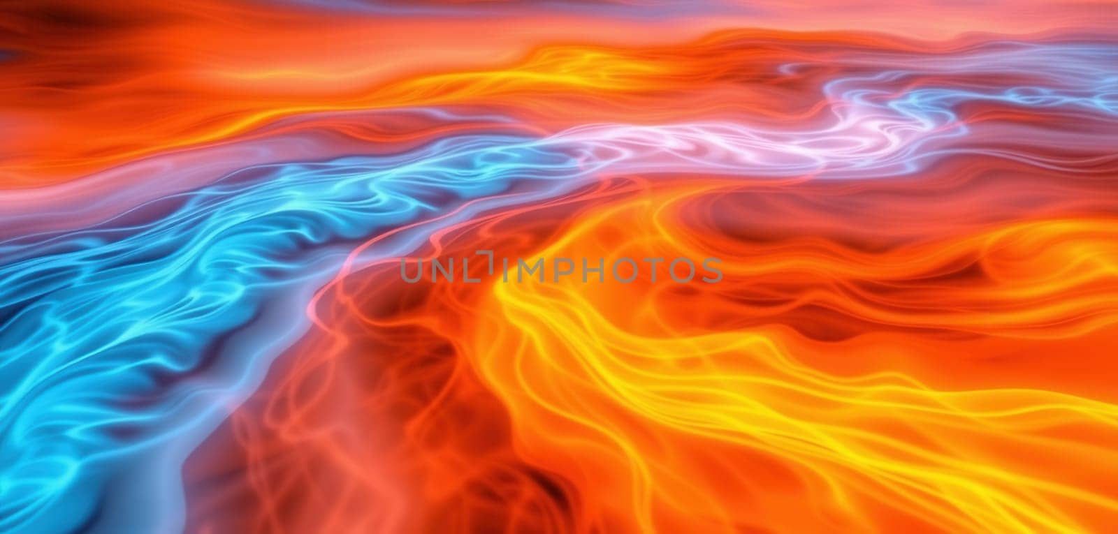 Abstract background with flowing lines in orange, red and blue colors