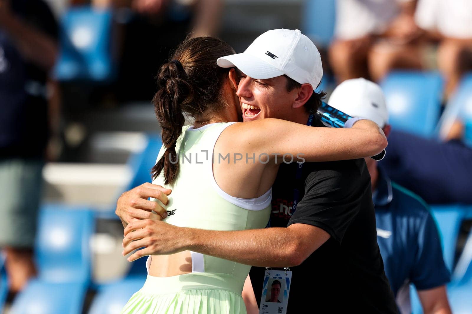 MELBOURNE, AUSTRALIA - JANUARY 09: Kimberly Birrell of Australia celebrates beating Oksana Selekhmeteva of Russia in final qualifying for the 2025 Australian Open at Melbourne Park on January 9, 2025 in Melbourne, Australia.