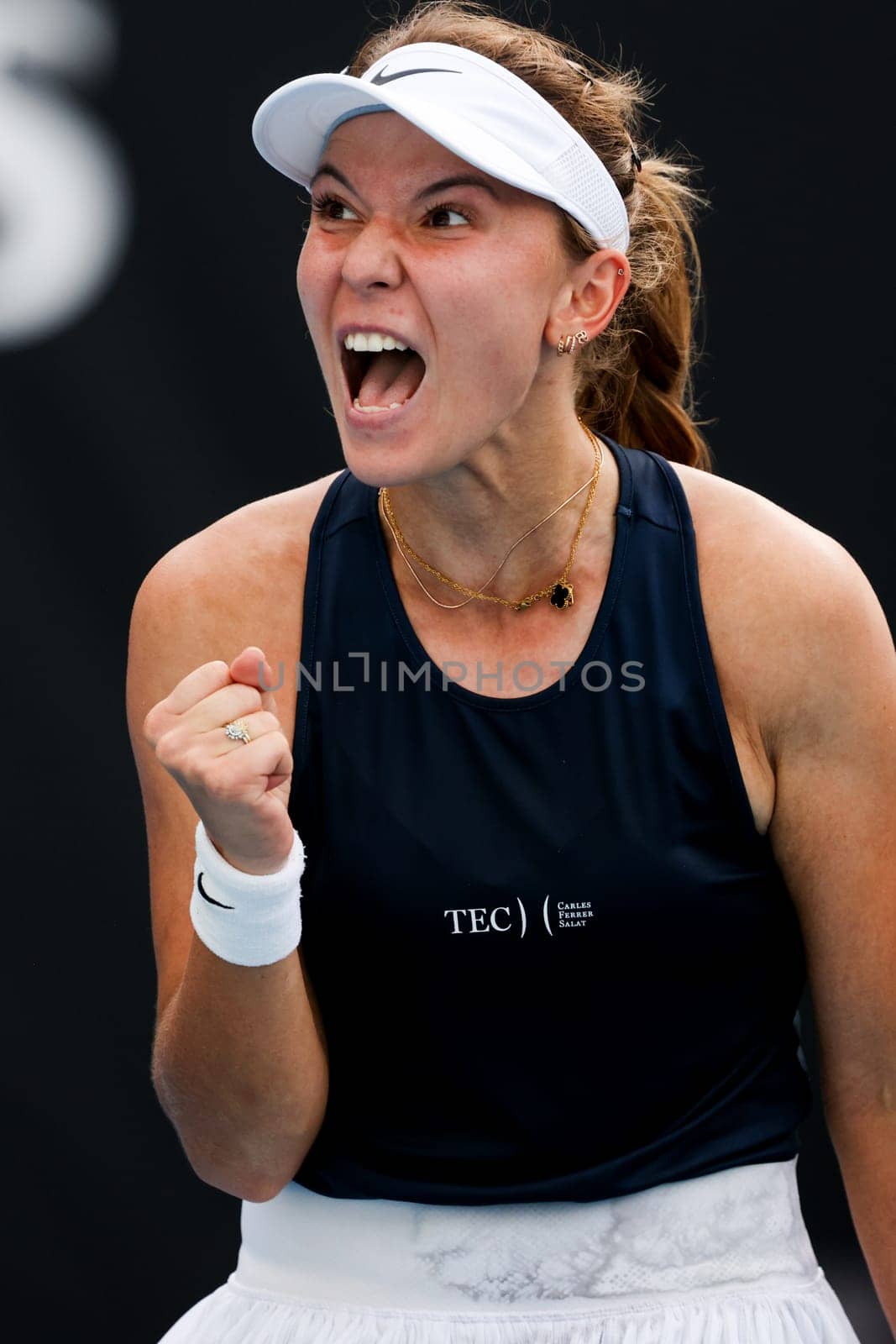 MELBOURNE, AUSTRALIA - JANUARY 09: Oksana Selekhmeteva of Russia reacts whilst playing Kimberly Birrell of Australia in final qualifying for the 2025 Australian Open at Melbourne Park on January 9, 2025 in Melbourne, Australia.