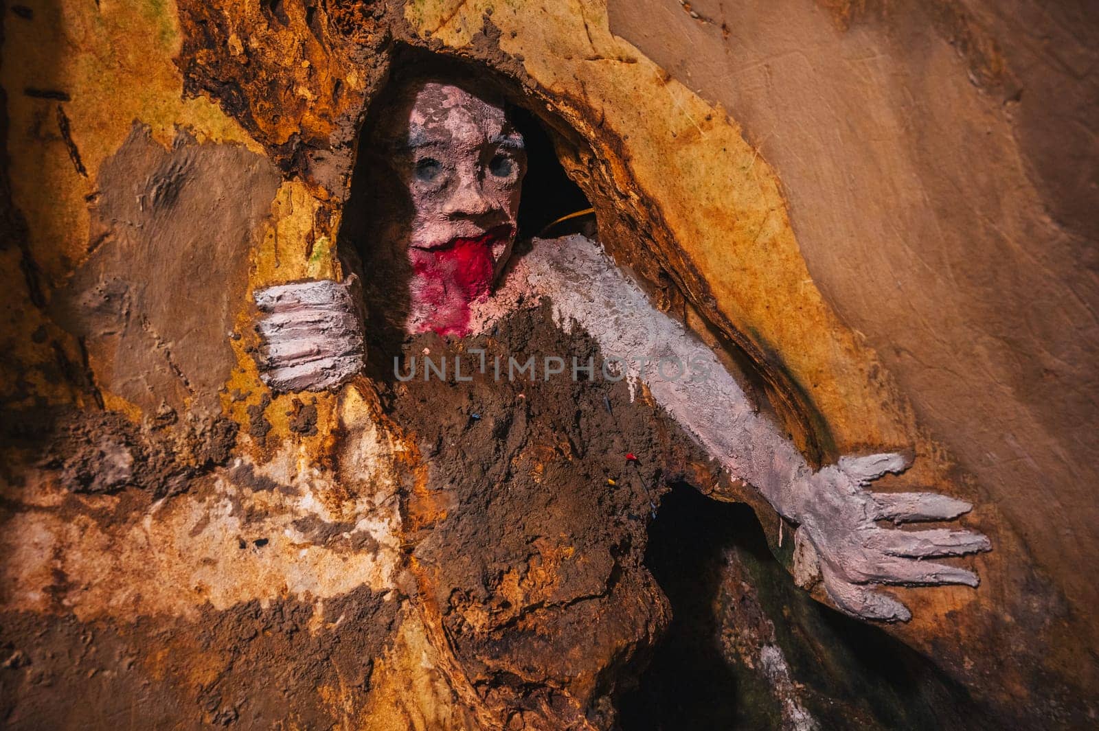 A creepy monster in the Am Phu Cave in the Marble Mountains in Da Nang, Vietnam, Asia