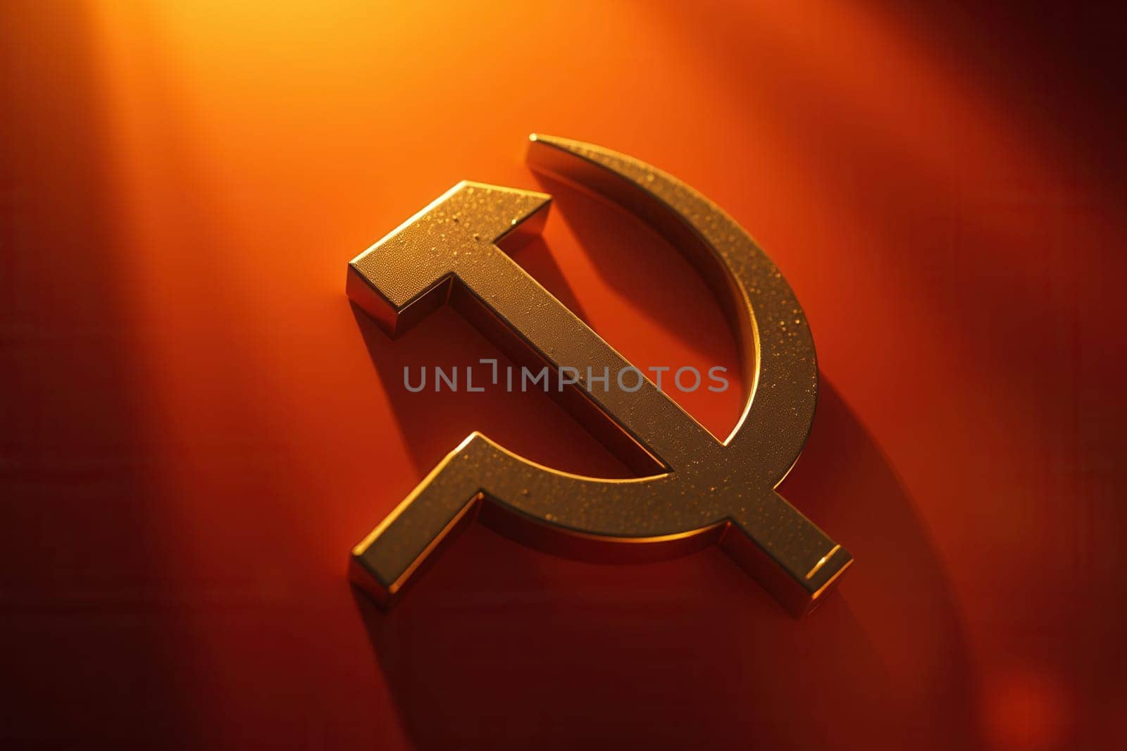 Gilded symbol of the Soviet Union on a red background, sickle and hammer