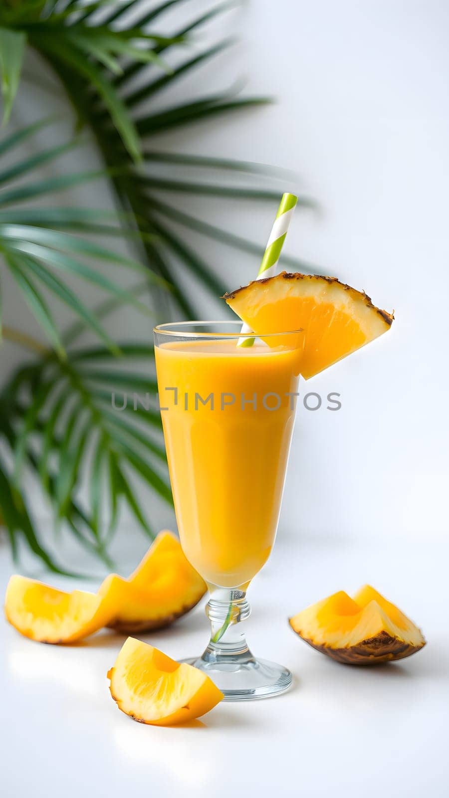 Fresh pineapple juice in a tall glass