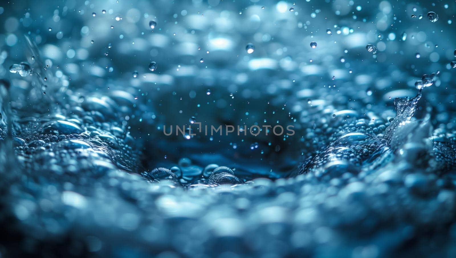 This is an abstract view showcasing water droplets splashing and generating beautiful circular ripples