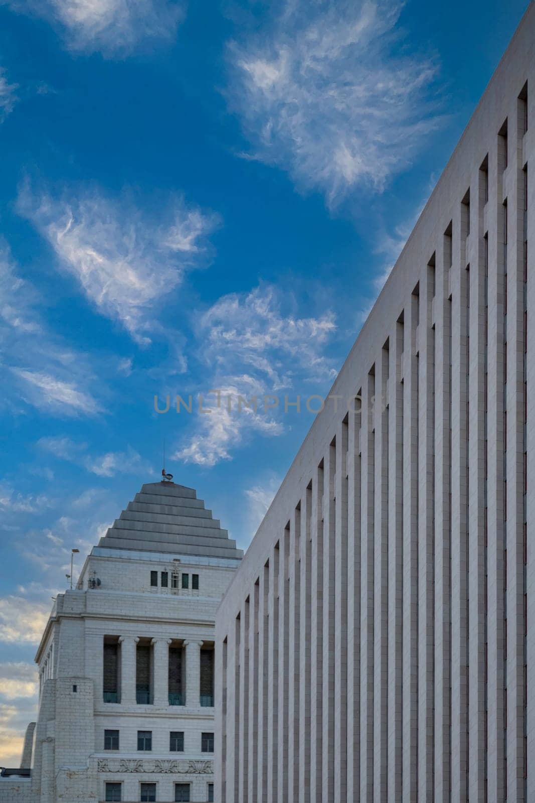LA City Hall perspective blue sky white clouds by bRollGO