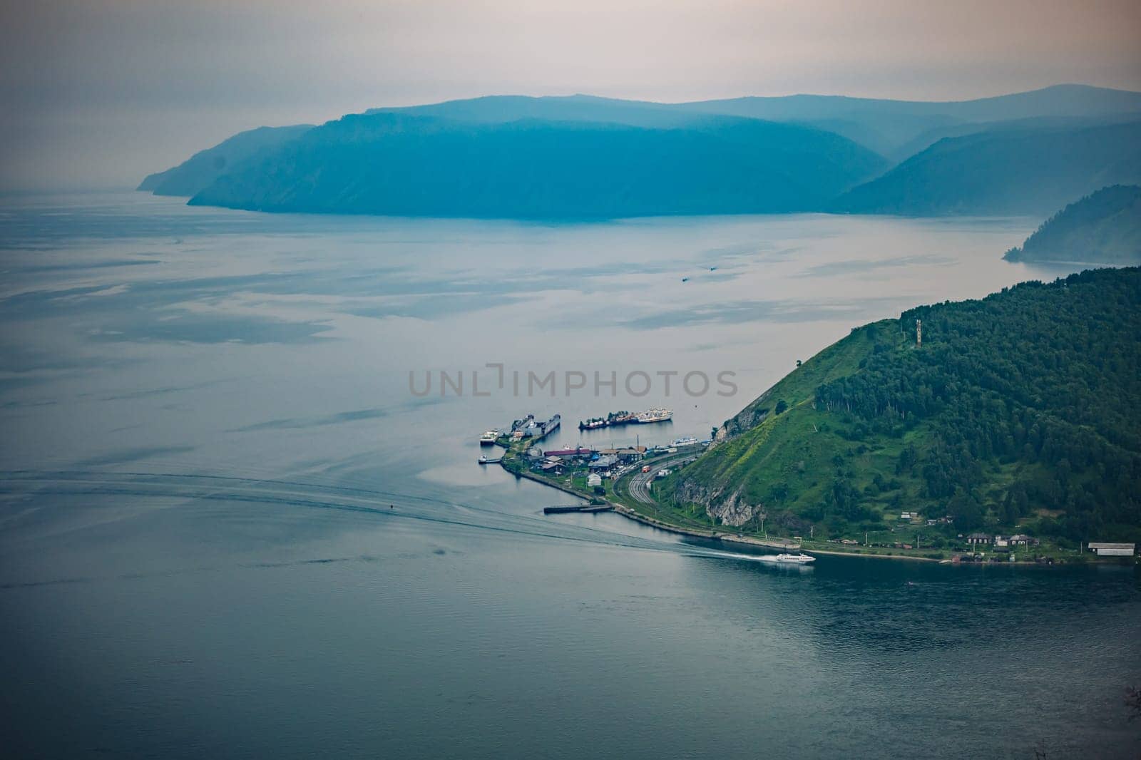 Hills and morning view of Lake Baikal