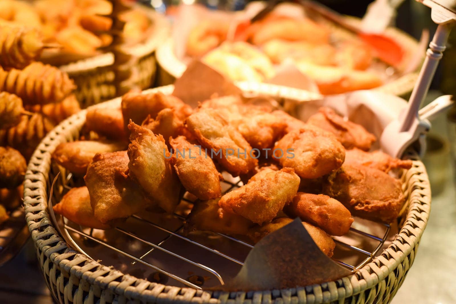 Fried durian in the street food Jalan Alor in Kuala Lumpur