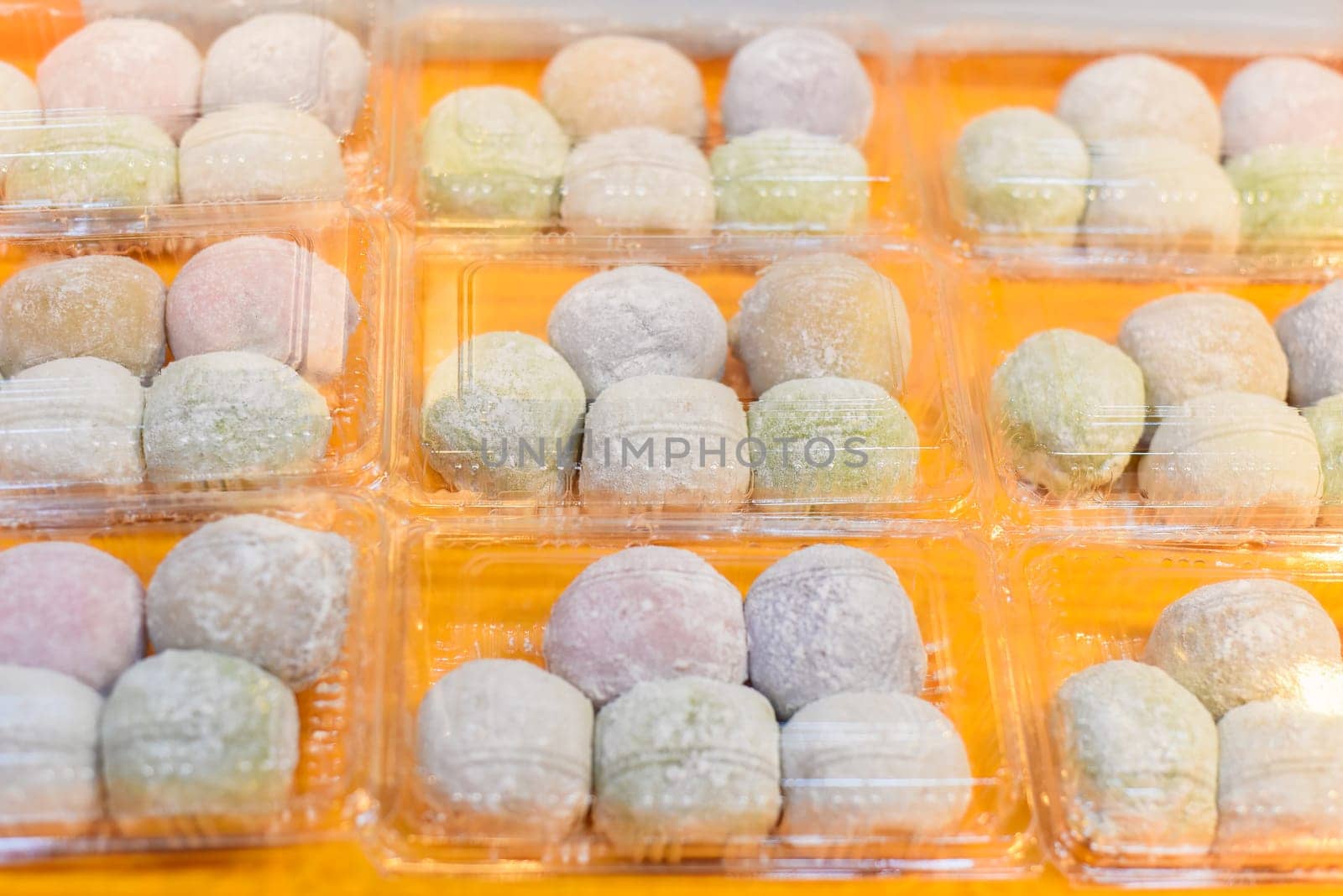 Many peanut mochi in night market Jalan Alor in Kuala Lumpur