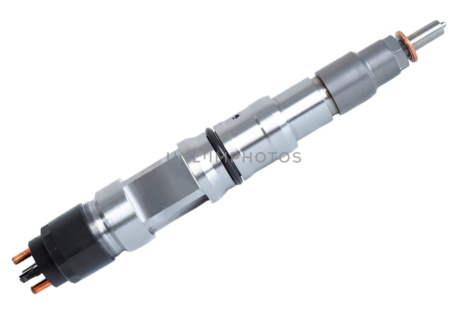 New fuel injector on white background close up