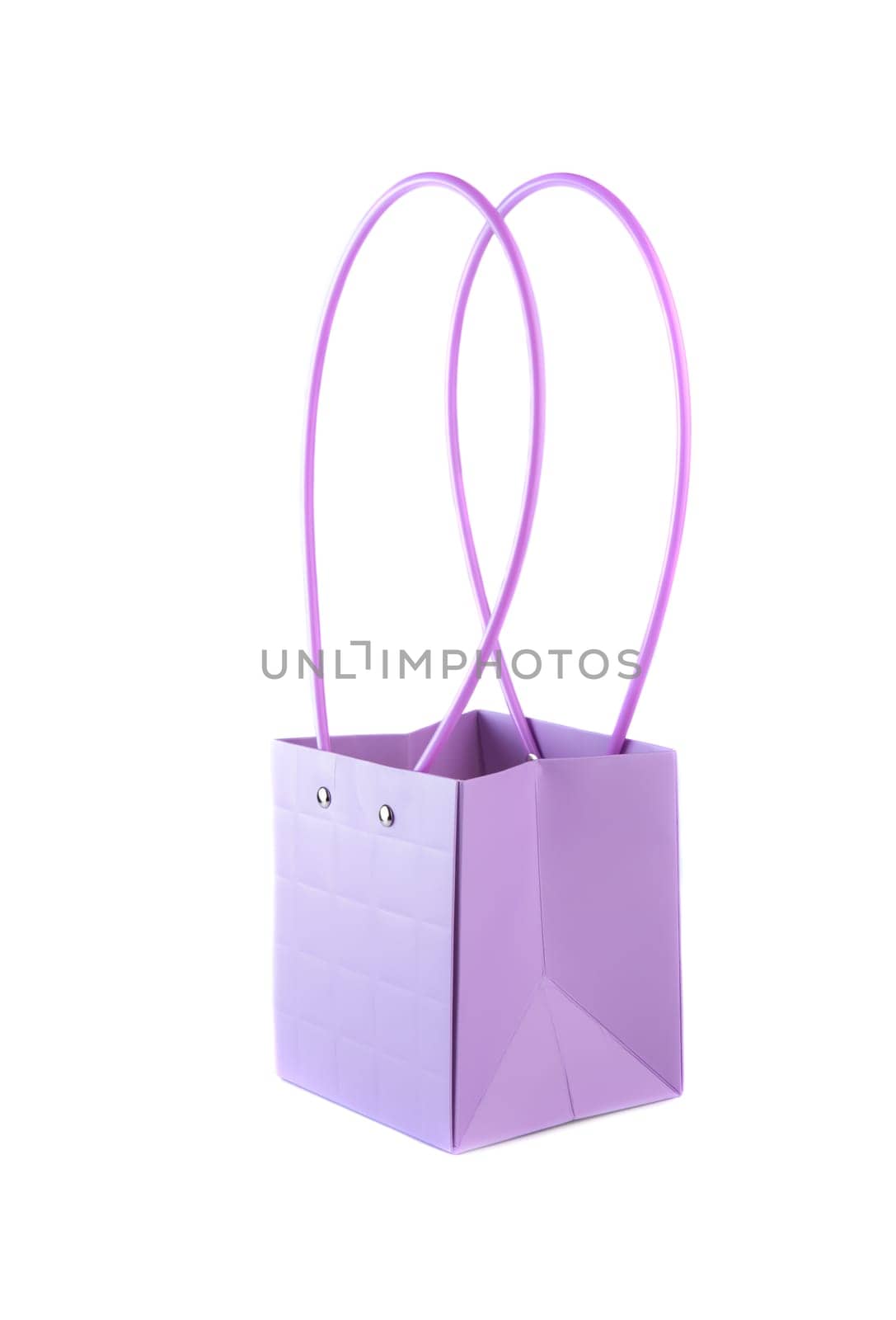 Plym package bag for flowers made of corrugated cardboard on white background