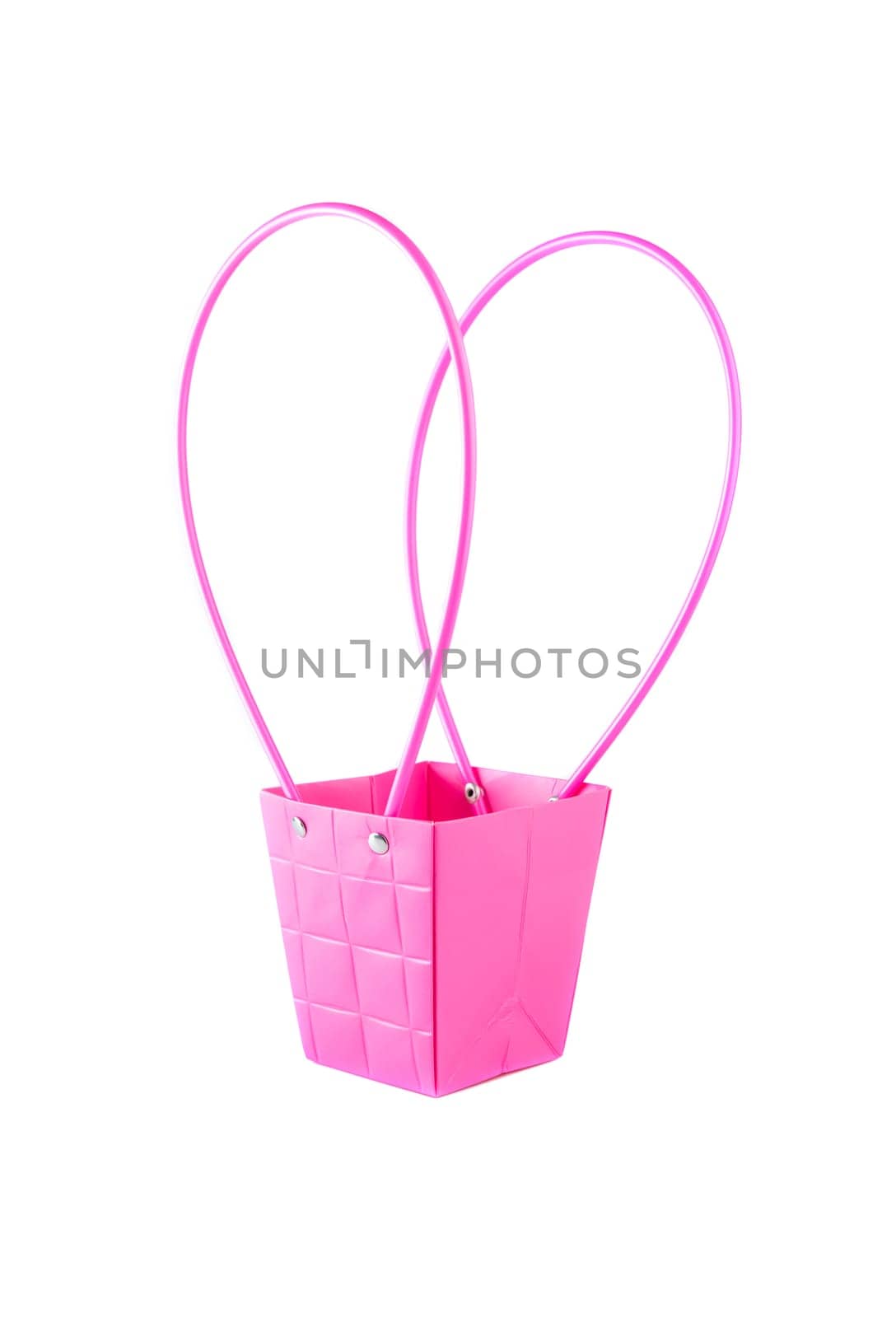Plym package bag for flowers made of corrugated cardboard on white background