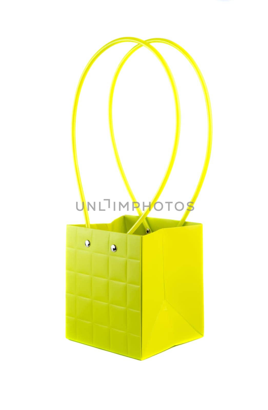 Plym package bag for flowers made of corrugated cardboard on white background