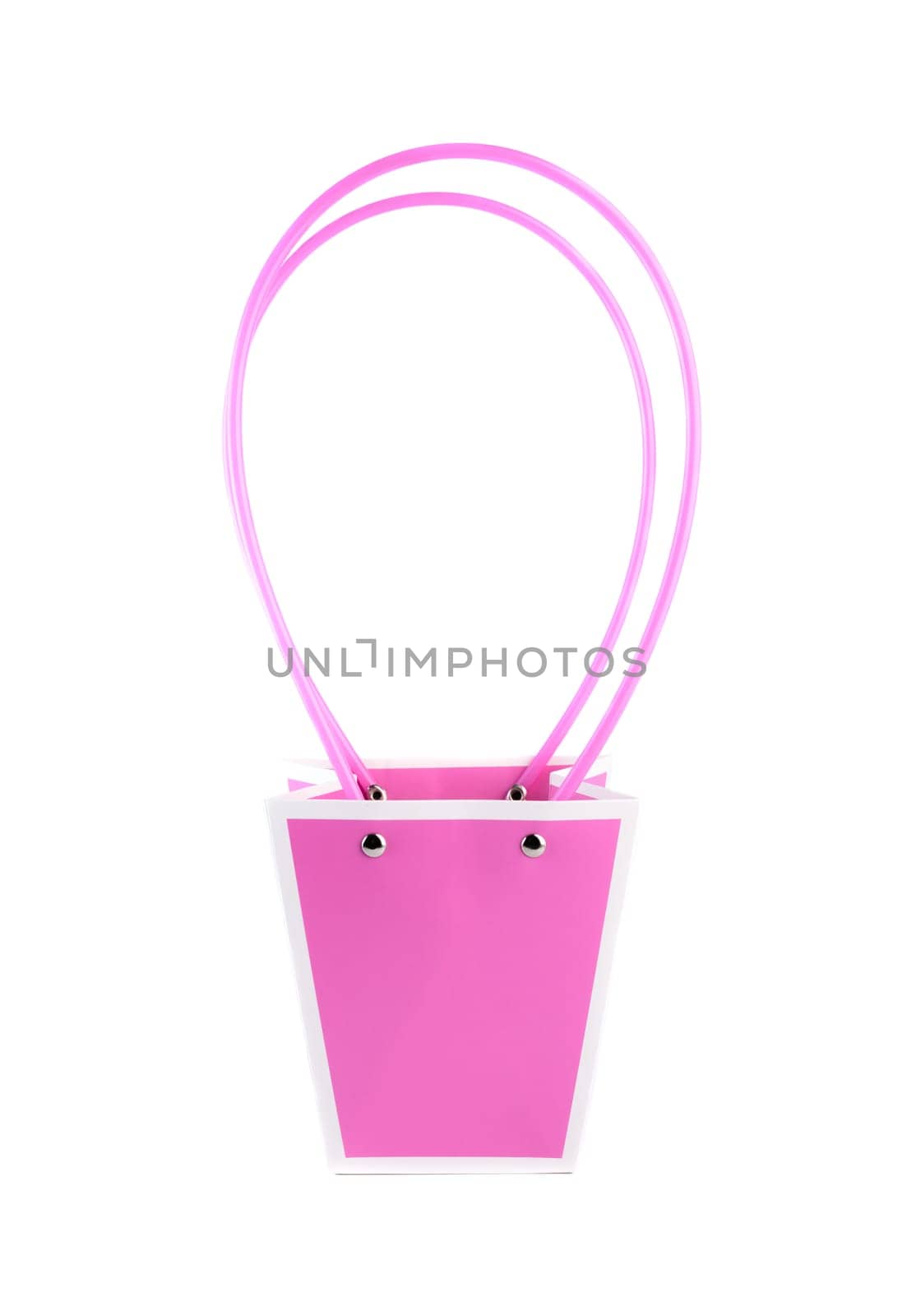 Plym package bag for flowers made of corrugated cardboard on white background