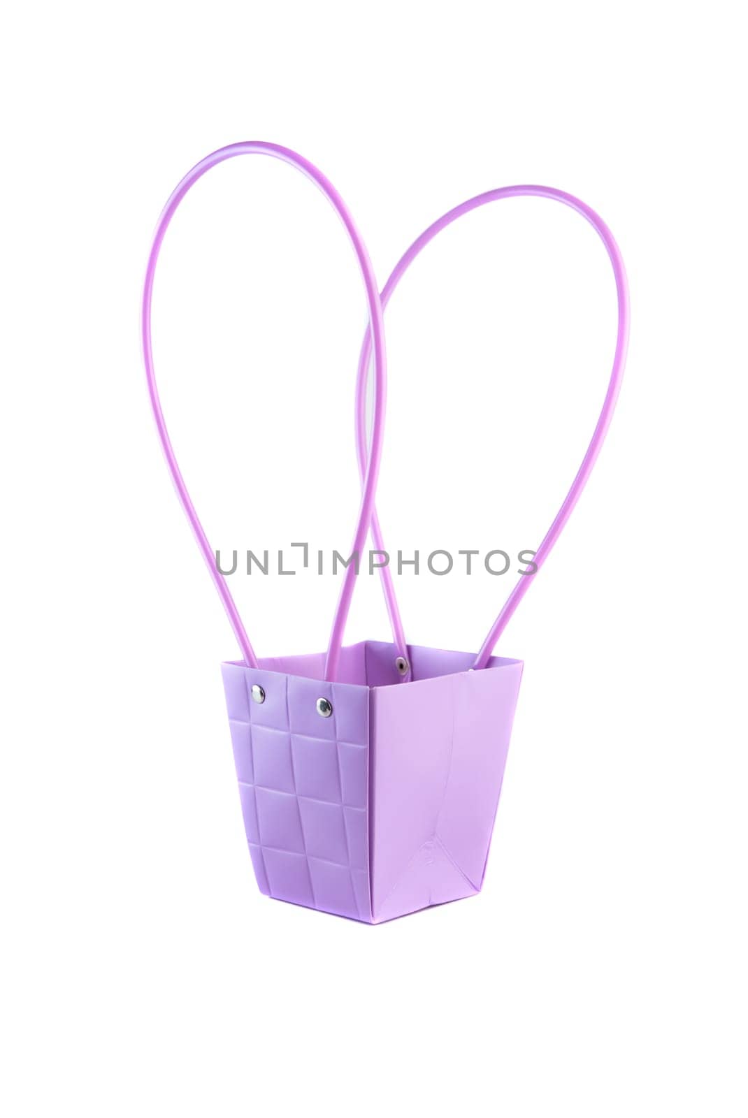 Plym package bag for flowers made of corrugated cardboard on white background