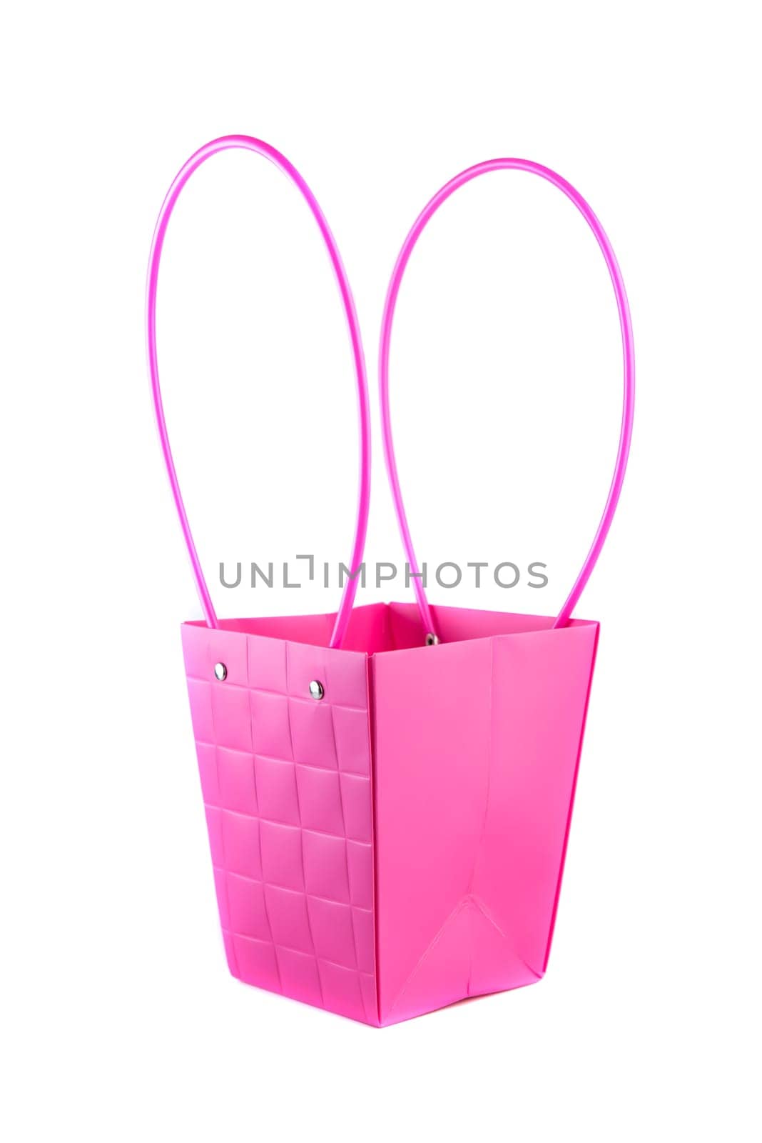 Plym package bag for flowers made of corrugated cardboard on white background