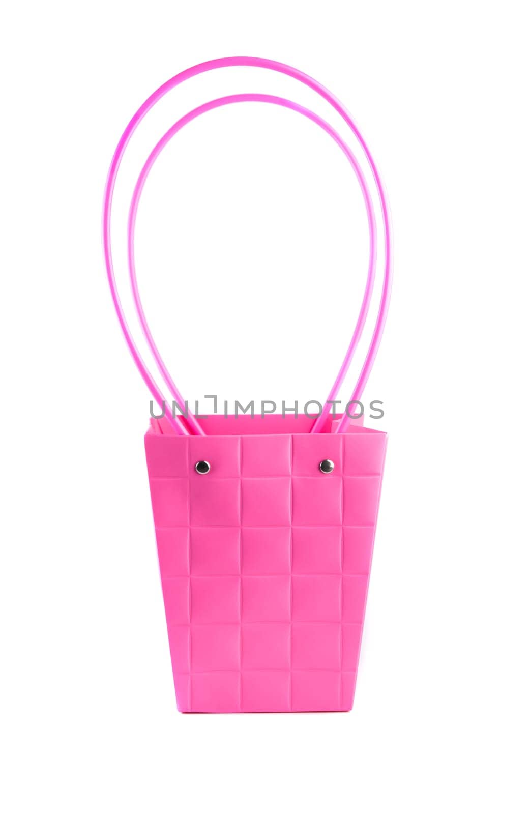 Plym package bag for flowers made of corrugated cardboard on white background