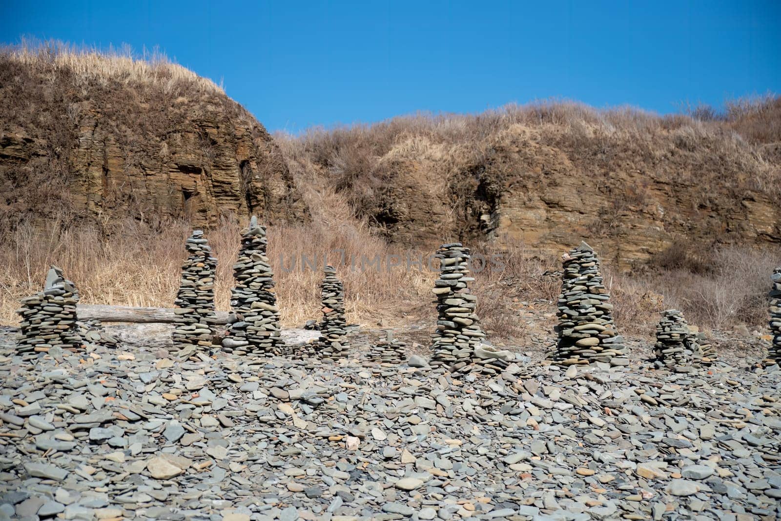 Reef Mys Vyatlina in Russian island in city Vladivostok. Chernysheva Bay