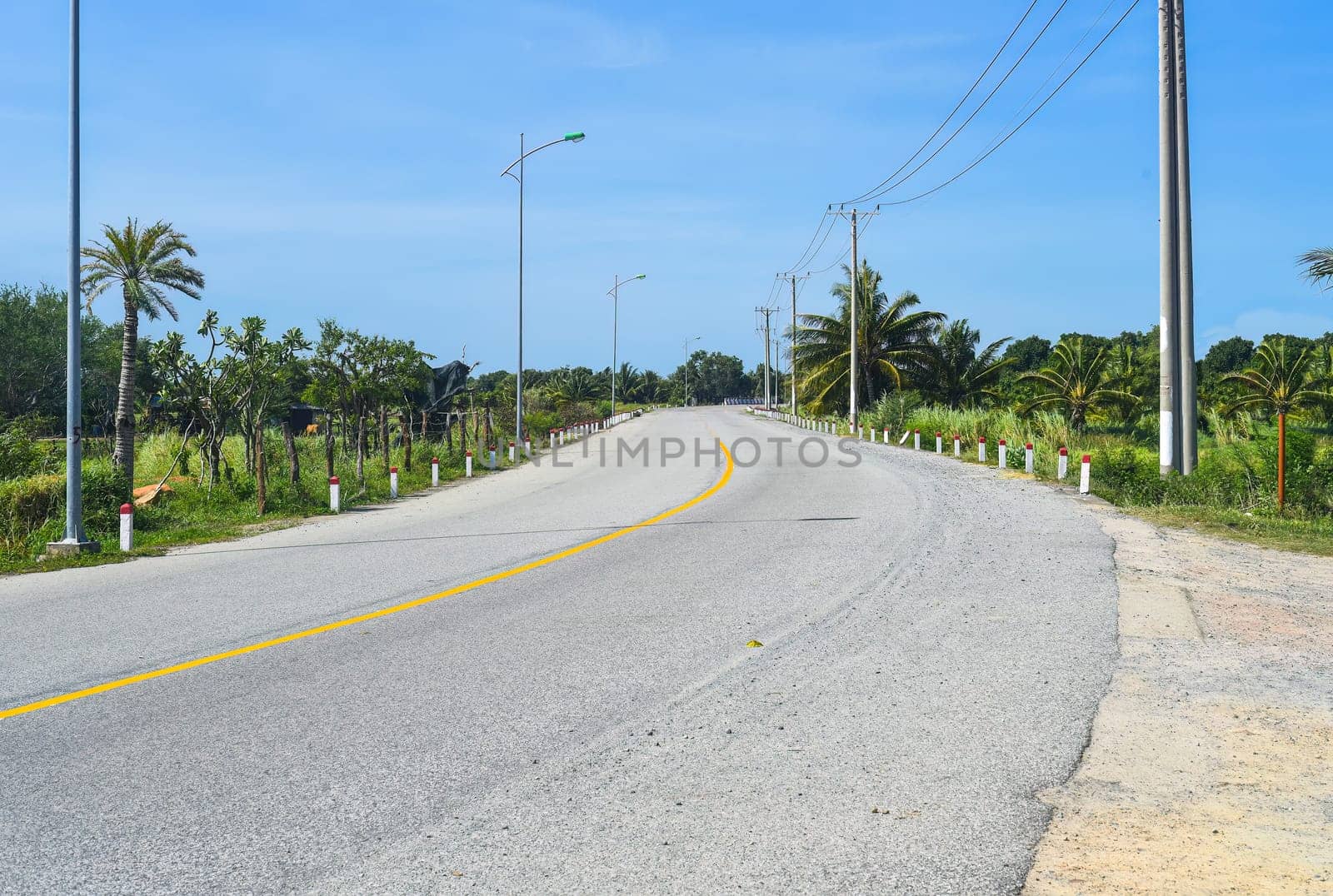 Empty road in Vietnamese rural  area