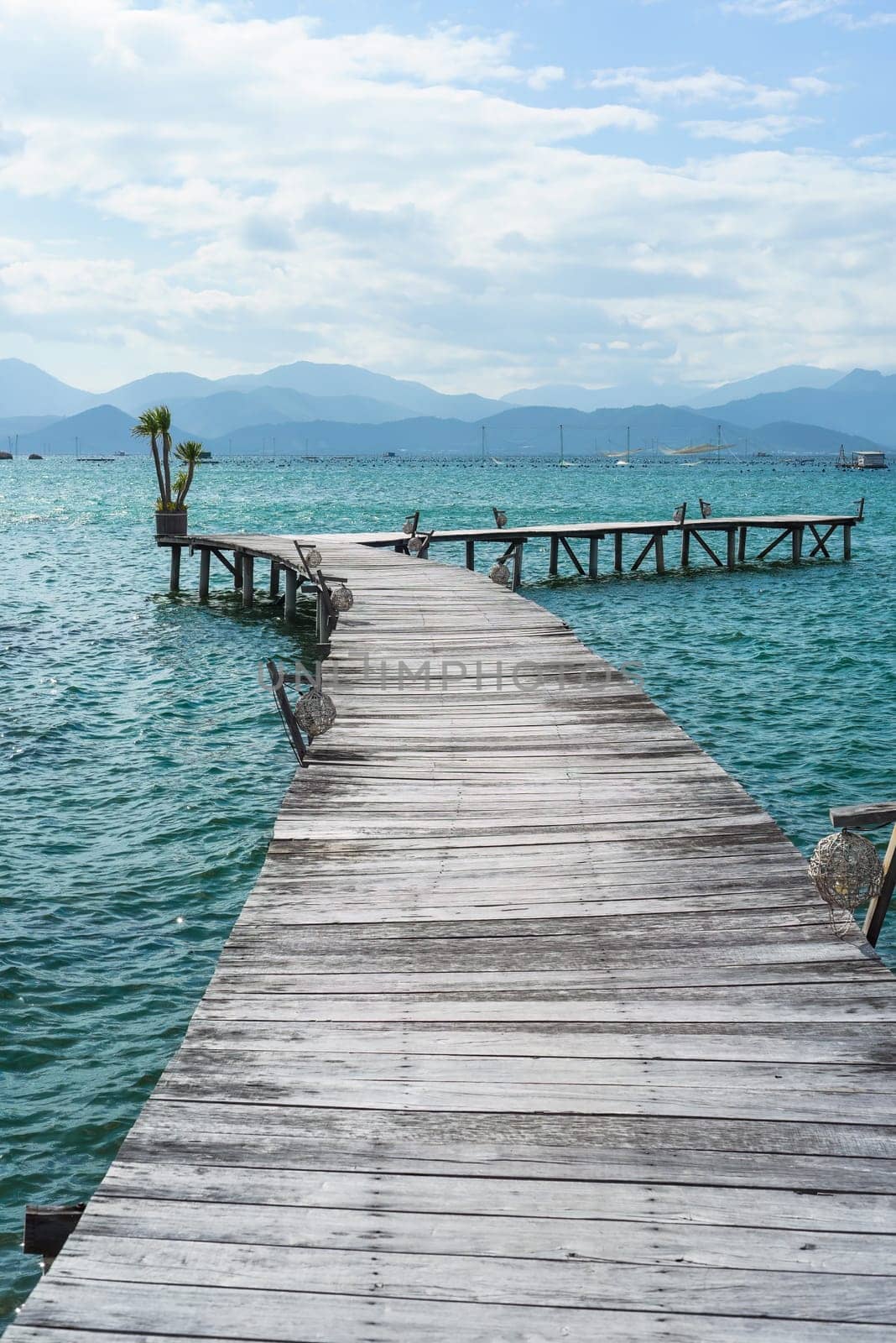 Wooden pier on south china sea in vietnam