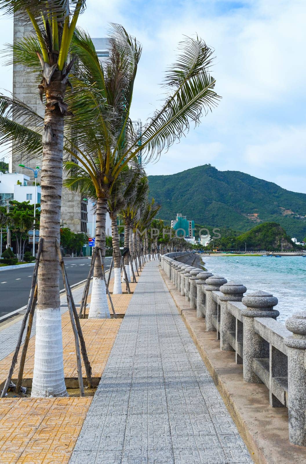 Coastline without people in Nha Trang Vietnam
