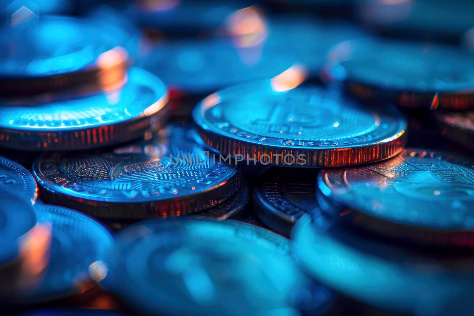 Growth money of profitability of professional investment planning on futuristic blue background, Business and finance concept..