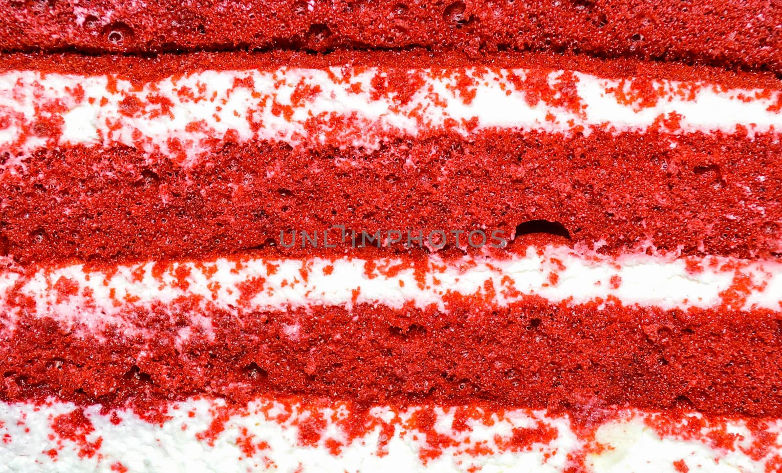 View of cut piece of cake "Red velvet"