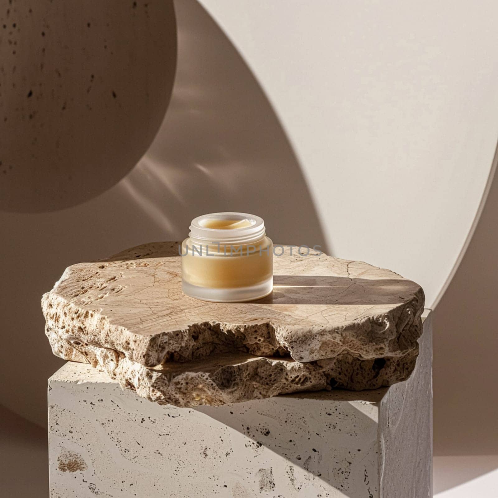 Cosmetic cream in a glass jar. Skin care concept. Background for beauty products