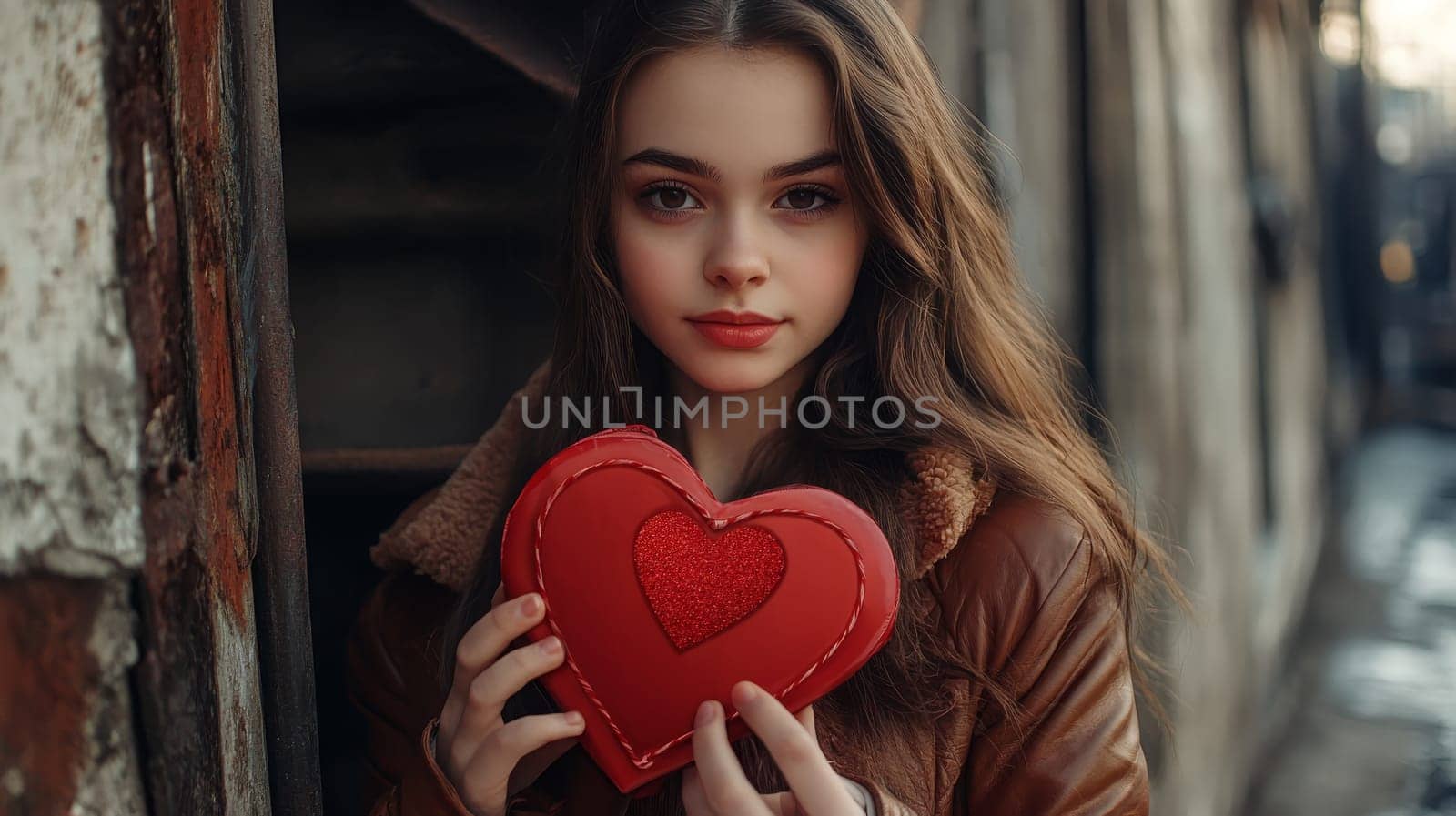 Girl holding gift box, Generative Ai, food