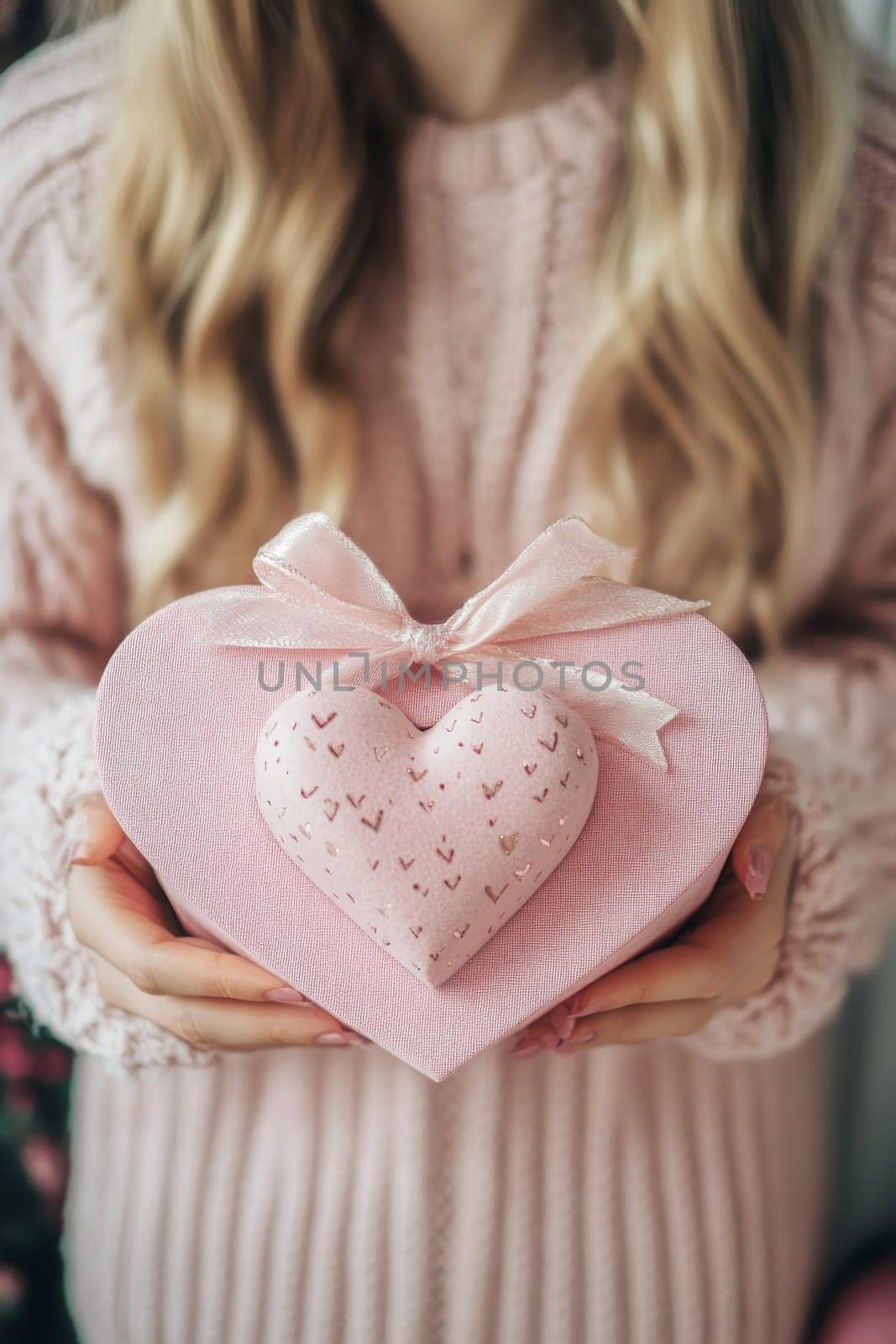 Girl holding gift box, Generative Ai, food