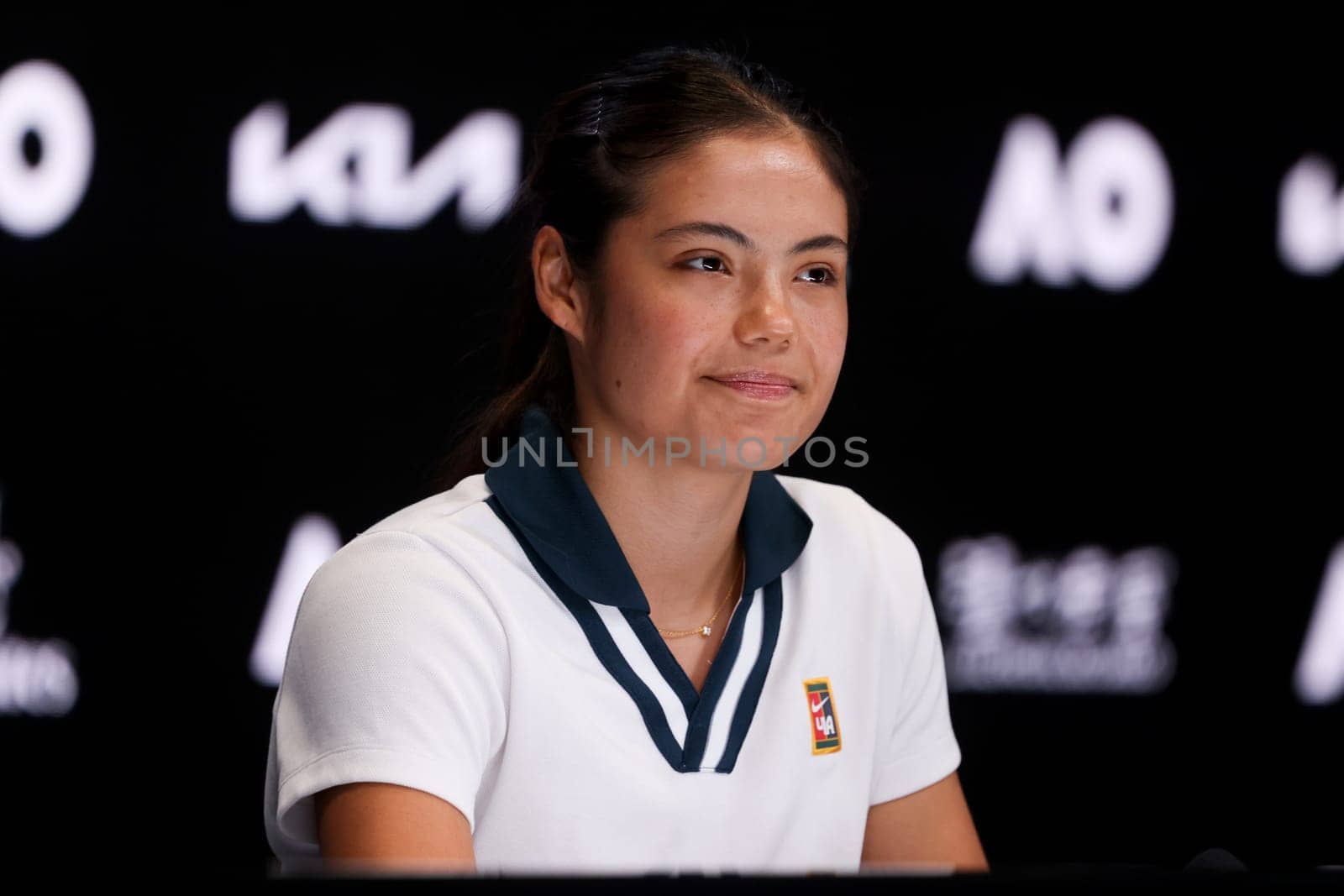 MELBOURNE, AUSTRALIA - JANUARY 10: Emma Radacanu of Great Britain during a press conference ahead of the 2025 Australian Open at Melbourne Park on January 10, 2025 in Melbourne, Australia.