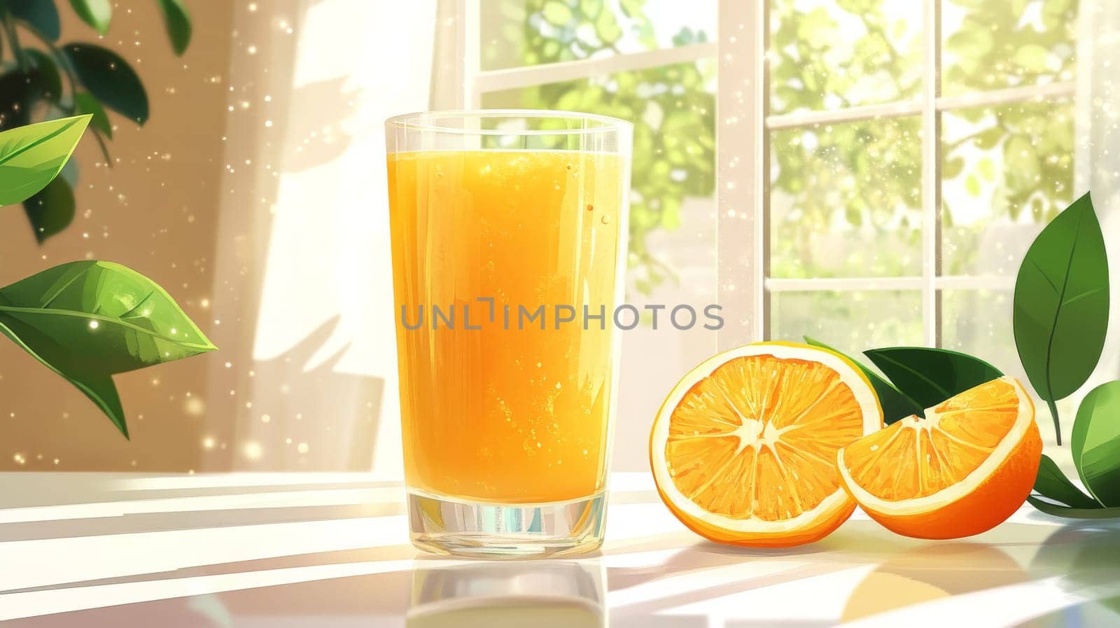 glass of fresh orange juice, Generative AI, drink