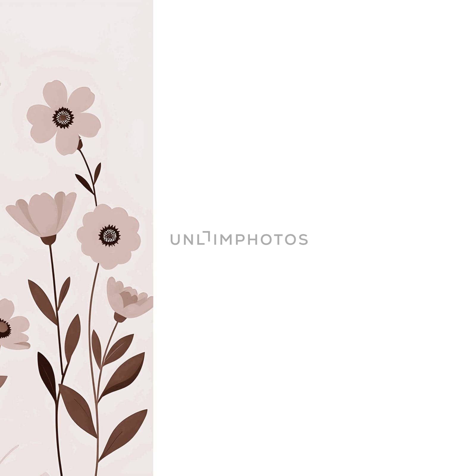 flowers spring art illustration pattern international women's day march 8, brown alt poster decor . High quality illustration alt template design decor banner background