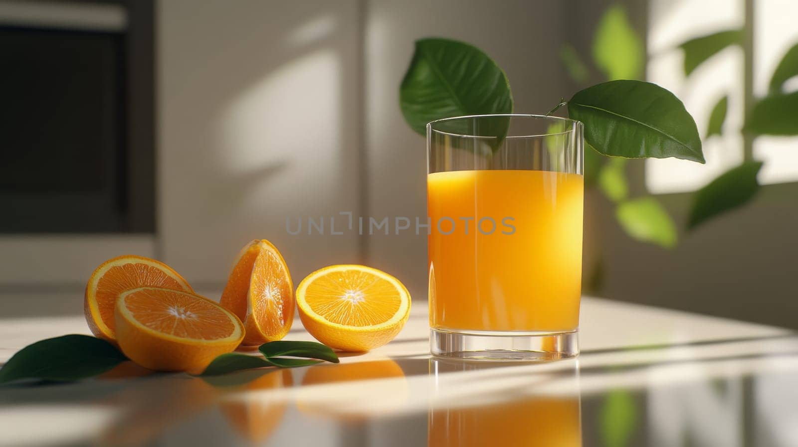glass of fresh orange juice, Generative AI, drink