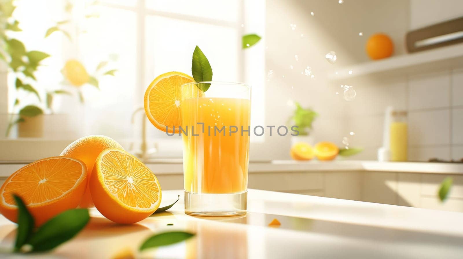 glass of fresh orange juice, Generative AI, drink