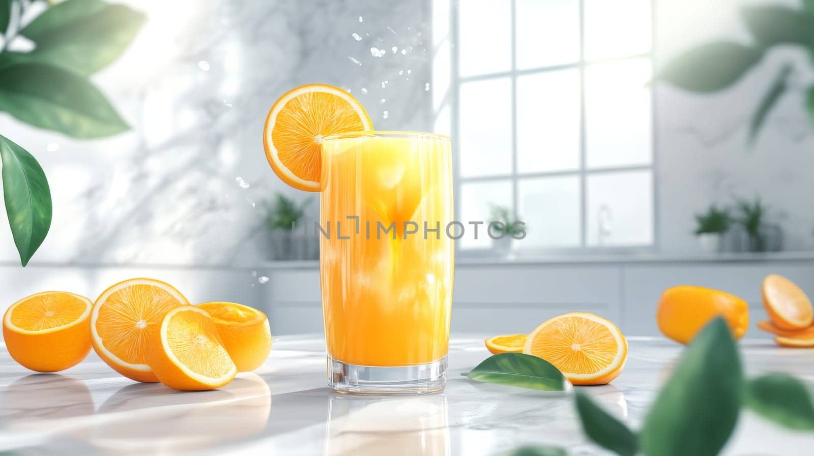 glass of fresh orange juice, Generative AI, drink