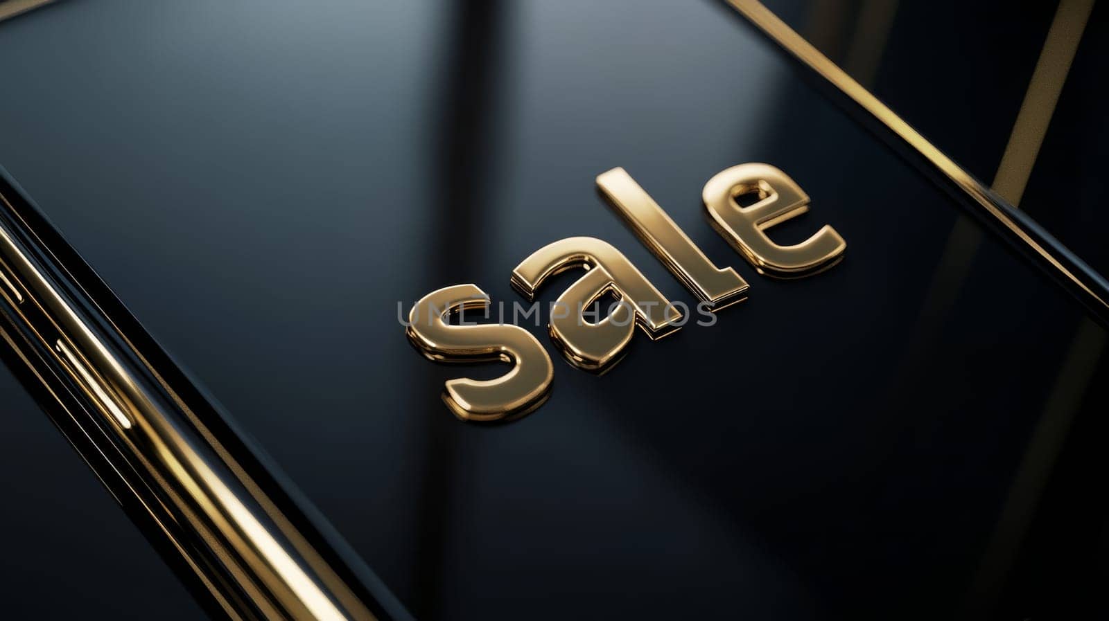 SALE 3D golden isolated selective focus. Generative AI, Generative AI, symbols