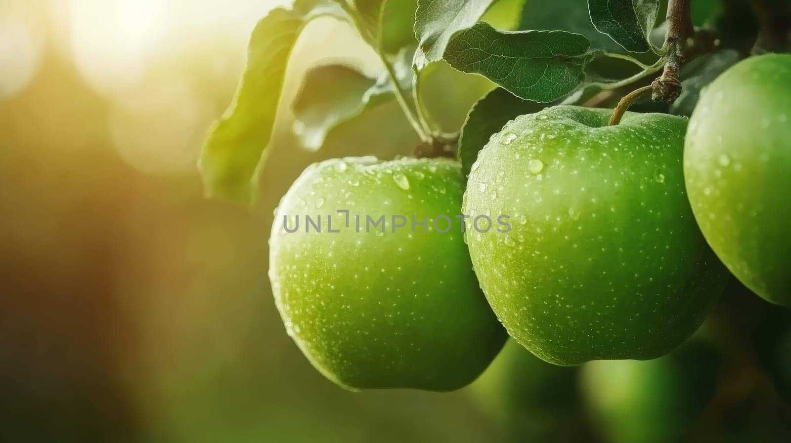 apples grow on a tree with orchard, Generative AI, food