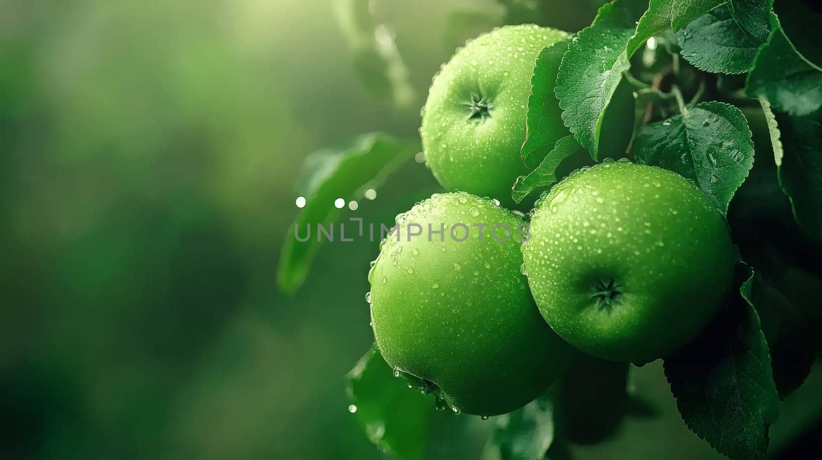 apples grow on a tree with orchard, Generative AI, food