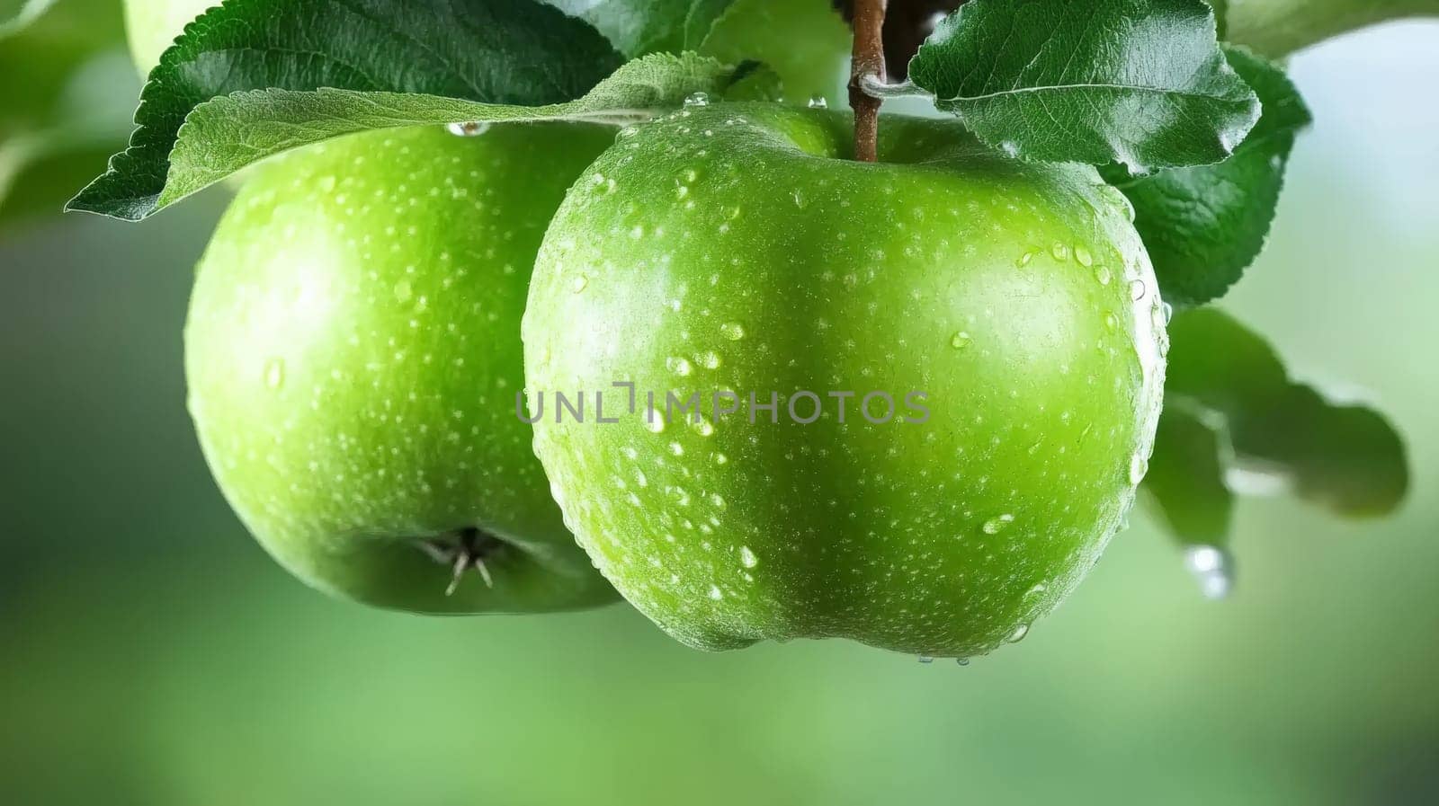 apples grow on a tree with orchard, Generative AI, food