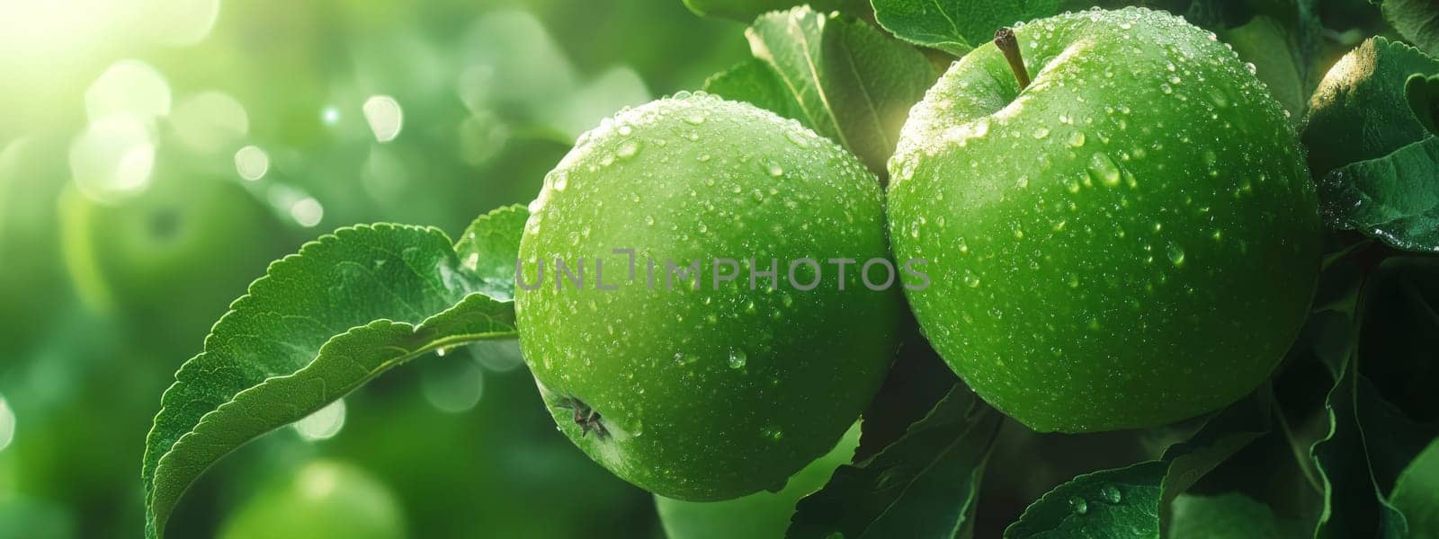 apples grow on a tree with orchard, Generative AI, food