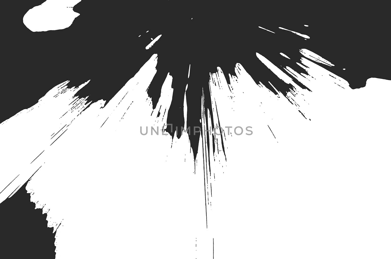 A black spot of flowing paint on a white background
