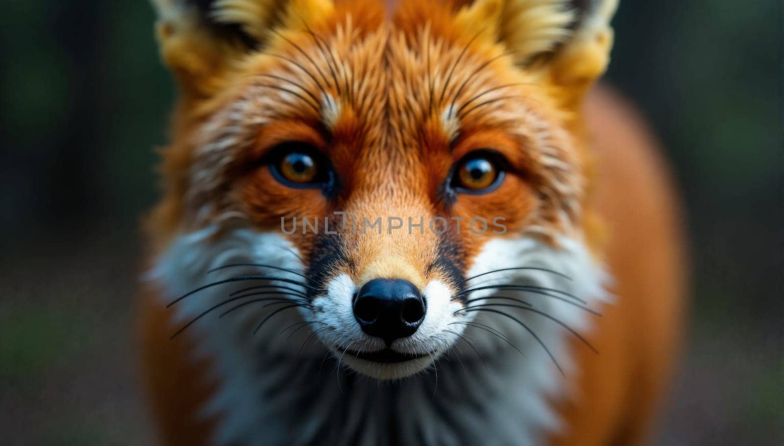 A fox is staring at the camera with its mouth open. The fox is brown and white in color