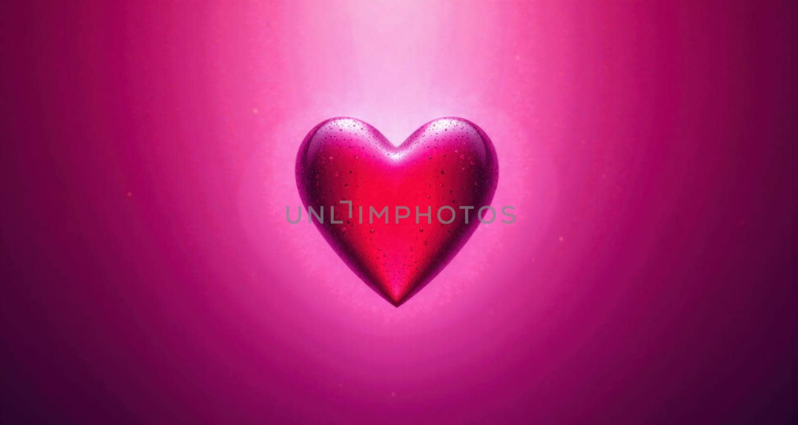 A heart is floating in a pink background. The heart is surrounded by a pink glow, giving it a warm and romantic feel
