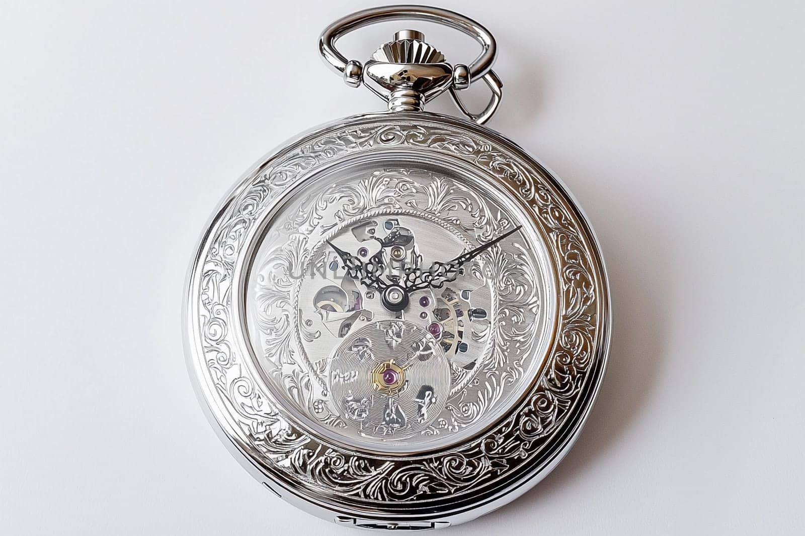 A finely crafted pocket watch displays detailed engravings and exposed gears, reflecting skill.