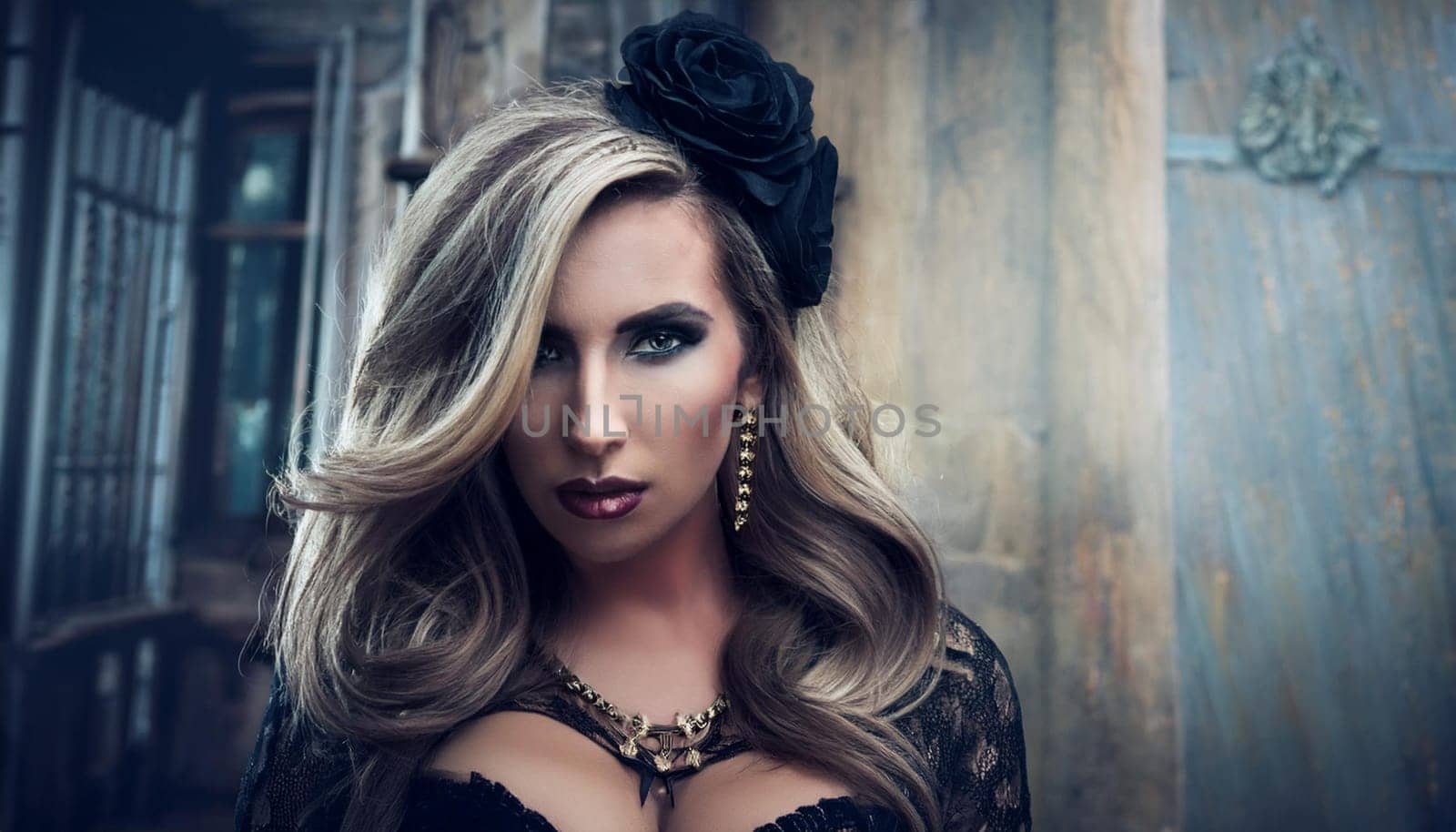 pretty young goth woman, AI generated image