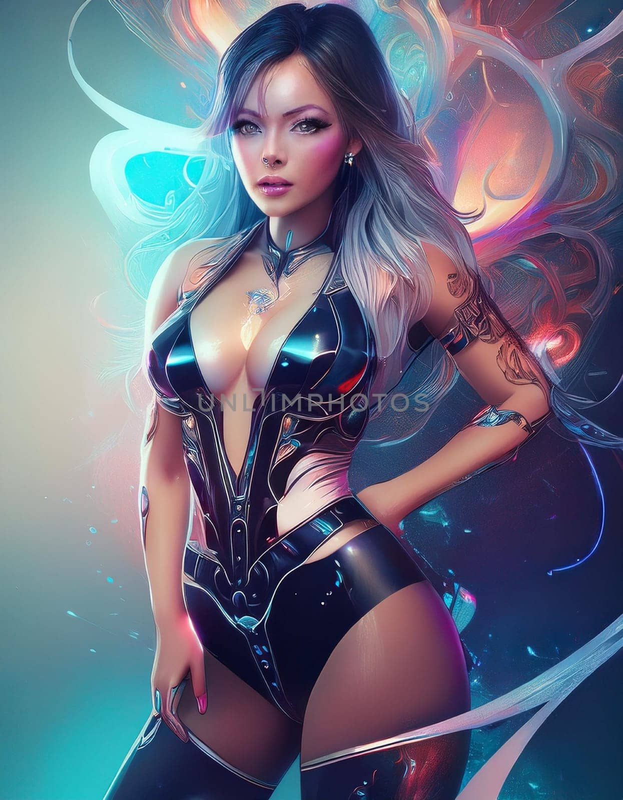 pretty young woman model, AI generated image