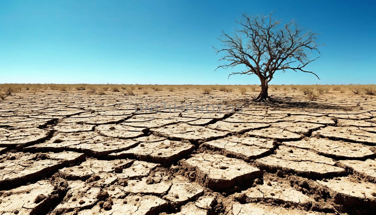 Climate crisis - parched desert landscape reflecting water scarcity