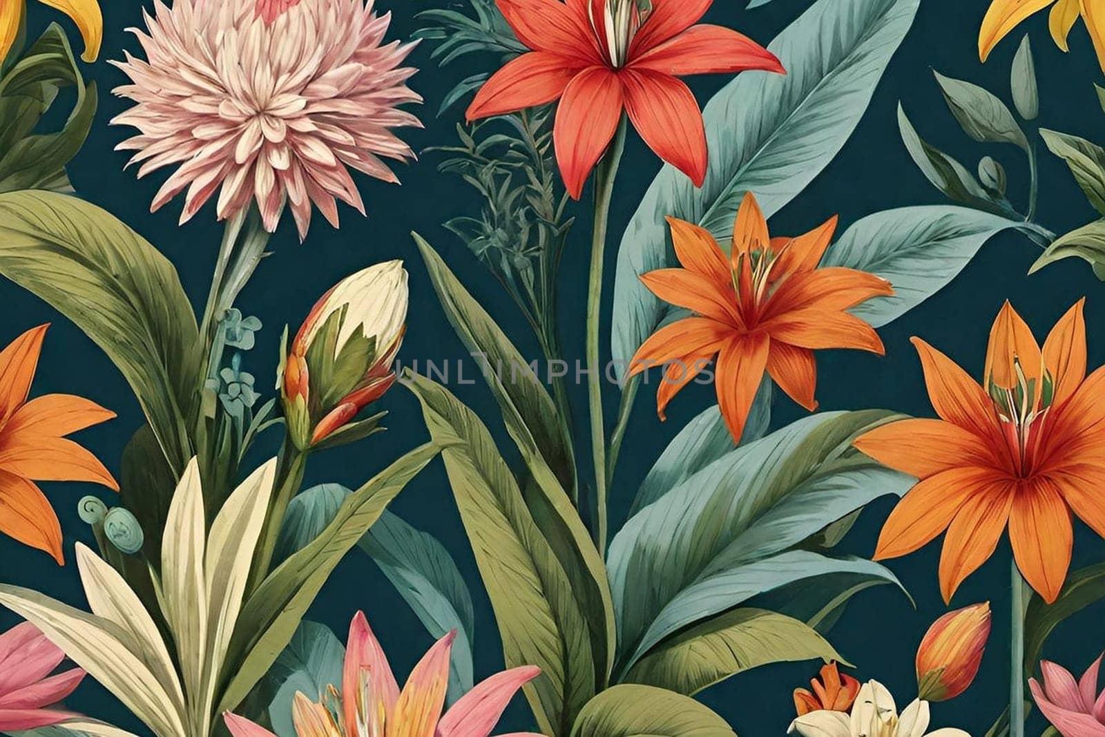 Art deco decor flowers nature design alt illustration wallpaper poster blossom green nature leaves summer generated ai. High quality 3d illustration