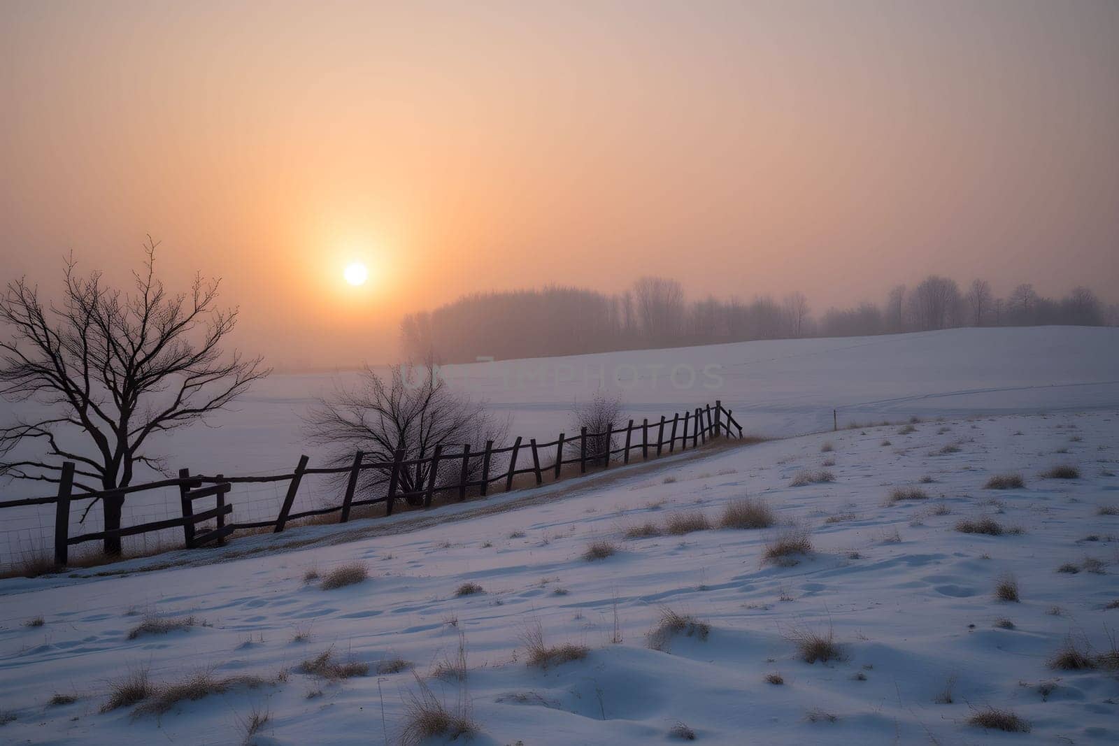sunrise sunset winter nature snow sky landscape background evening travel generated ai alt. High quality illustration