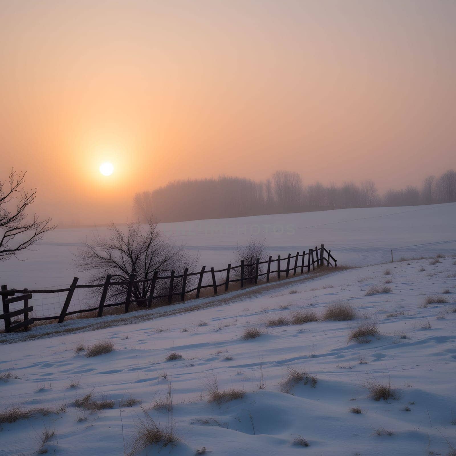 sunrise sunset winter nature snow sky landscape background evening travel generated ai alt. High quality illustration